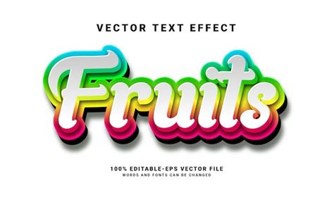 Efecto De Texto 3d De Frutas Estilo De Texto Editable Y Adecuado Para