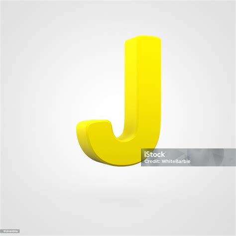 Plastic Yellow Letter J Uppercase Isolated On White Background Stock