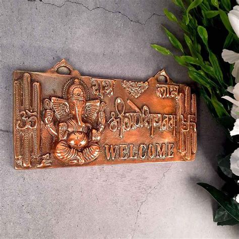 Ganesh Wall Hanging Welcome Plate Ganesha With Shubh Labh Wall Idol For Entrance Door Home