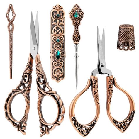 Uoou 6 Pcs Embroidery Scissor Kit Vintage Embroidery Scissors Includes 2 Pairs Vintage Scissors