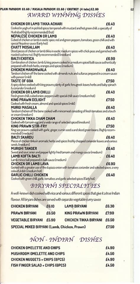 Indian Lounge Maestegs Full Menu Online