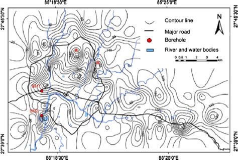 Contour Map Of The Basement Topography Of The Kathmandu Basin From