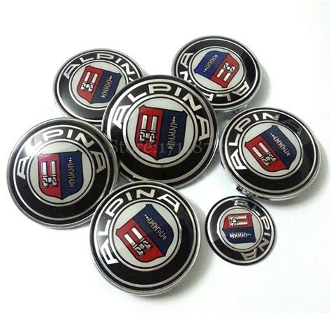 7pcs New Alpina Hood Trunk Steering Emblem Badge Wheel Center Hub Caps For B M W Wish