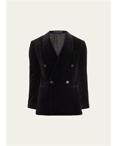 Ralph Lauren Purple Label Kent Double Breasted Tuxedo Jacket In Black