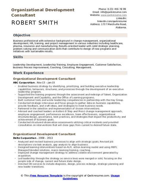 Organizational Development Consultant Resume Samples Qwikresume