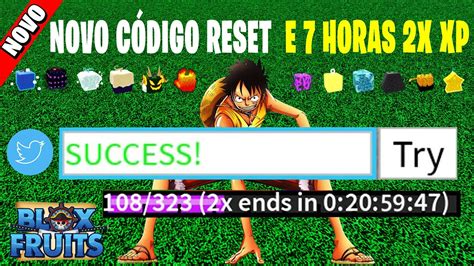 RÁPIDO SAIU 2 NOVOS CÓDIGOS RESET E NOVO CÓDIGO 7 HORAS 2X XP NO BLOX