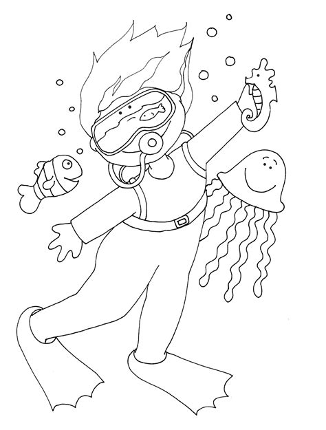 Scuba Diver Coloring Pages Printable Sketch Coloring Page