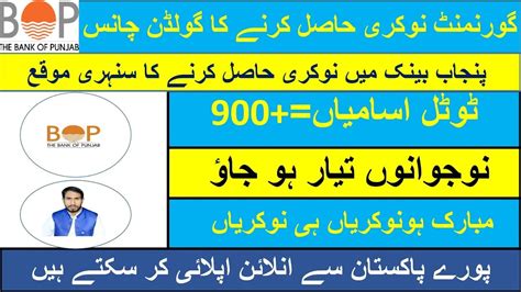 Bank Of Punjab Jobs 2024 Bank Jobs New Pakistan Professor Amir