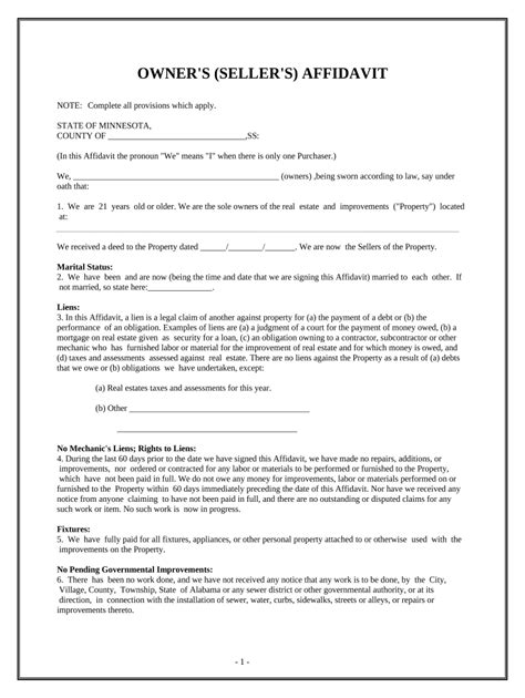 Minnesota Affidavit Doc Template Pdffiller