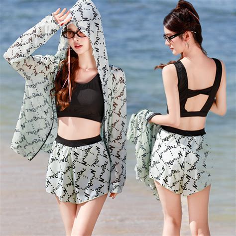 Swimsuit Female Split Sports Bikini Three Piece Conservative Swimwear