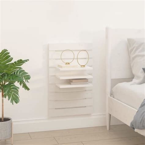 Ayhao2 Étagères de chevet murales 2 pcs Blanc Bois de pin massif