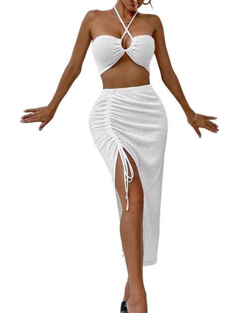 Sherrydc Womens Sexy Bandeau Piece Bikini Sets Halter High Cut Swimsuit Bathing Suit With