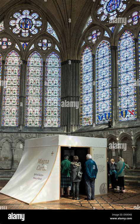 England Wiltshire Salisbury Cathedral Magna Carta Exhibition Stock