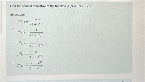 Solved Find The Second Derivative Of The Function