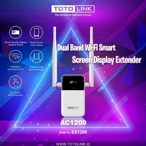 Jual TOTOLINK EX1200L DUAL BAND WIFI SMART SCREEN EXTENDER 2 4 5 GHz