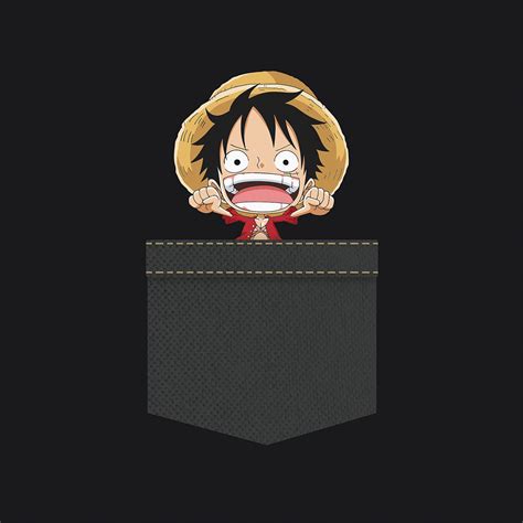 One Piece Pocket Luffy T Shirt Black Elbenwald