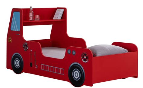 Les Tendances Lit Camion De Pompier Rouge Avec Phares 90x190 Cm