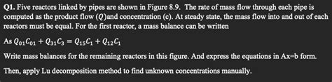 Solved Q Five Reactors Linked By Pipes Are Shown In Figure Chegg