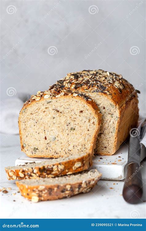 Homemade Fresh Whole Wheat Bread With Seeds Stock Image Image Of