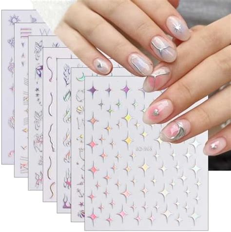 Nagelsticker Holographischer Glitter 16 Blatt Selbstklebend