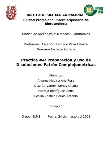 Reporte prác 4 Eq practica INSTITUTO POLITECNICO NACIONAL Unidad