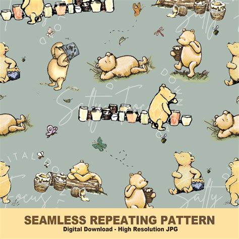 Classic Winnie The Pooh Seamless Pattern Pooh Seamless Pooh Etsy