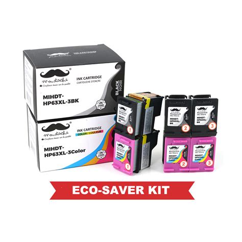 Remanufactured Hp 63xl F6u64an F6u63an Eco Saver Ink Cartridge 6pk Combo High Yield Moustache®