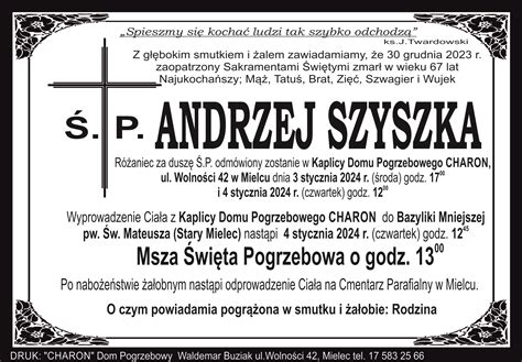 P Andrzej Szyszka Dom Pogrzebowy Charon Waldemar Buziak