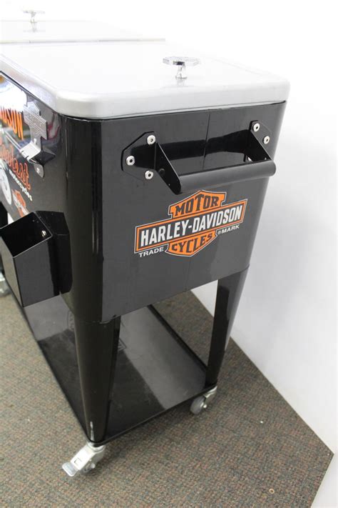 Harley Davidson Beverage Cooler On Wheeled Cart 15 X 35 X 34 High