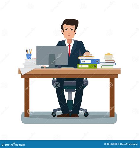 Homme D Affaires Dans Le Bureau Illustration De Vecteur Illustration