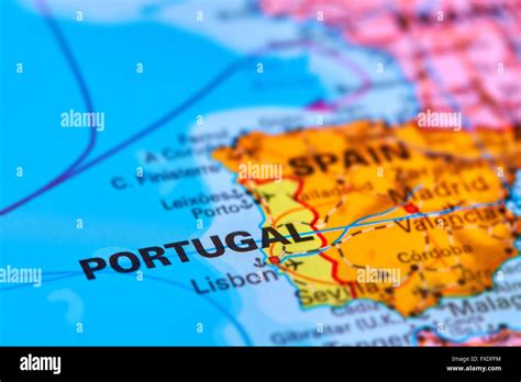 Portugal on the Iberian Peninsula on the World Map Stock Photo - Alamy