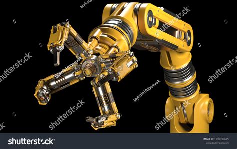 Robotic Arm Yellow Mechanical Hand Industrial Stock Illustration