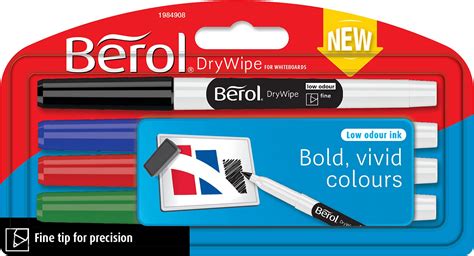 Berol Dry Wipe Whiteboard Marker Pens Fine Tip Black Low Odour Ink