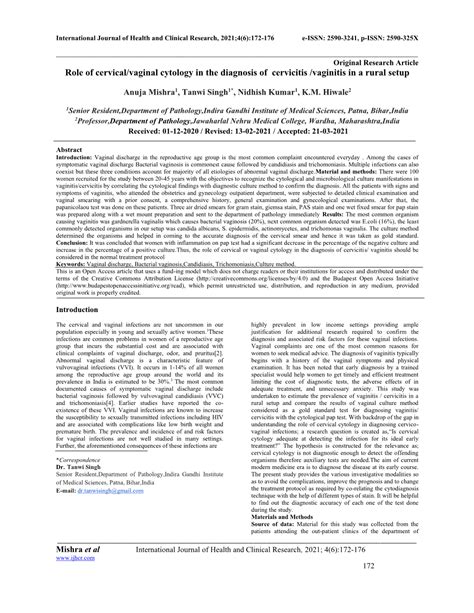 Role Of Cervical Vaginal Cytology In The Diagnosis Of Cervicitis