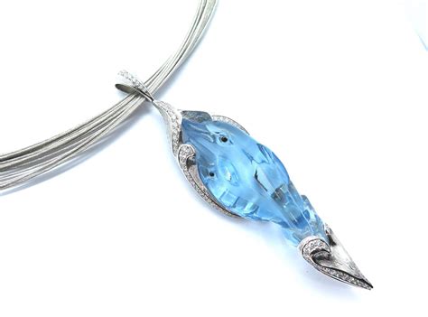 Dancing Dolphin Aquamarine And Diamond Pendant Jewellery Discovery