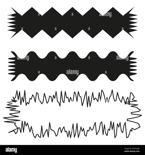 Abstract Waveform Borders Zigzag Wavy Jagged Black And White Vector