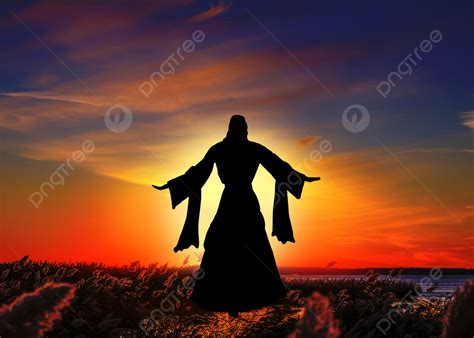 Christ Jesus Silhouette Background Grass Silhouette Jesus