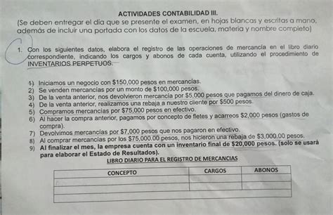 1 Iniciamos un negocio con 150 000 pesos en mercancías 2 Se venden