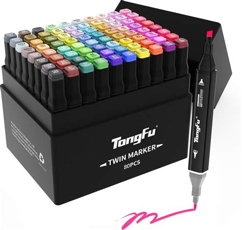 TongFu 80 Colored Colouring Pens Permanent Markers Pens Double Tipped