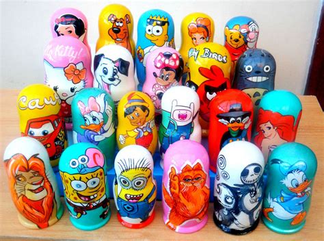 Russian nesting Dolls "Disney & TV Characters Collection" Hand-painted ...