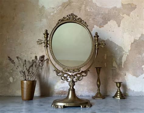 Big French Mirror Psych Ancien Miroir Psych En Laiton Miroir Ovale