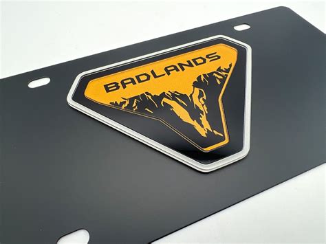 Premium Black Metal License Plate W 3D Ford Bronco BADLANDS Badge Logo