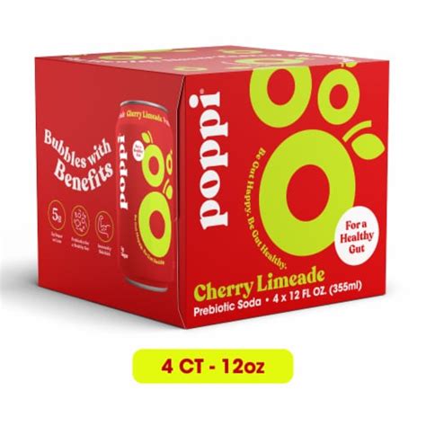 Poppi Prebiotic Soda, Cherry Limeade 4-Pack, 4 pk / 12 fl oz - Kroger