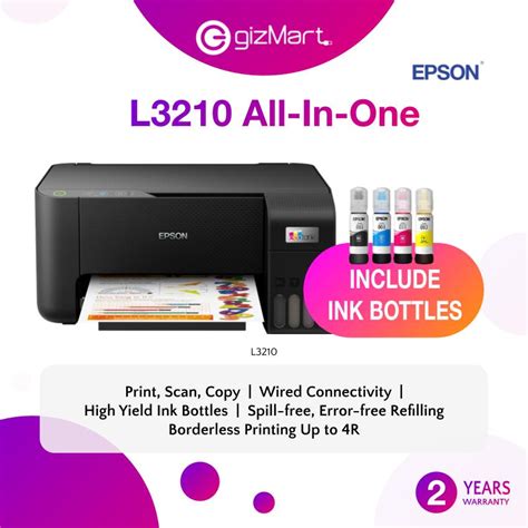 Epson Ecotank L3210 All In One Ink Tank Printer Print Scan Copy