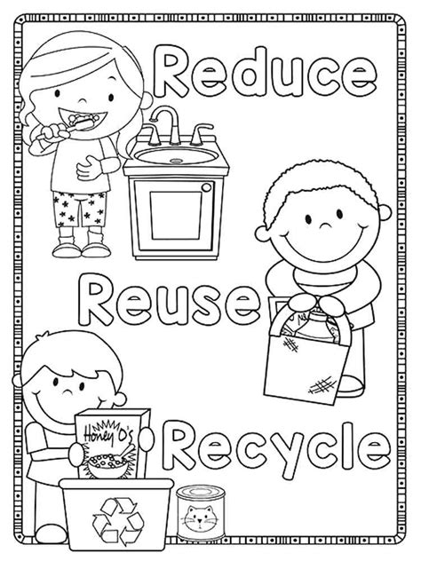 Reduce Reuse Recycle Coloring Page