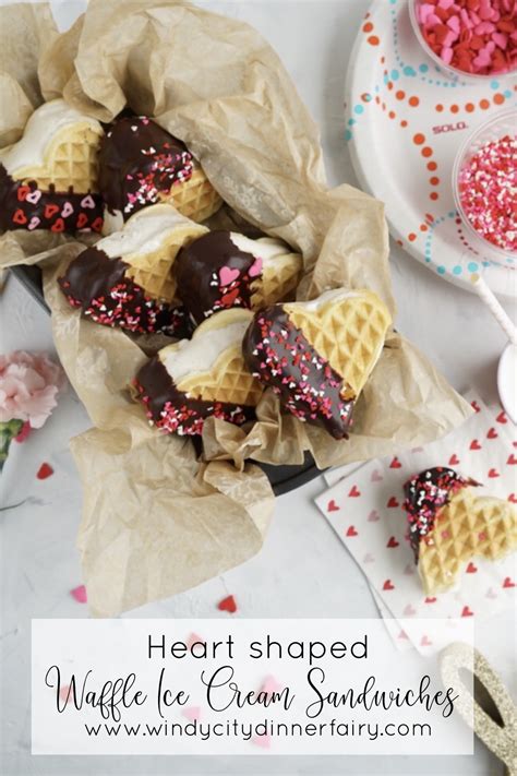 Heart Shaped Waffle Ice Cream Sandwiches Recipe Waffle Ice Cream Spring Recipes Dessert