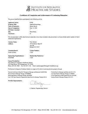 Fillable Online Certificate Of Completion And Achievement Of Continuing