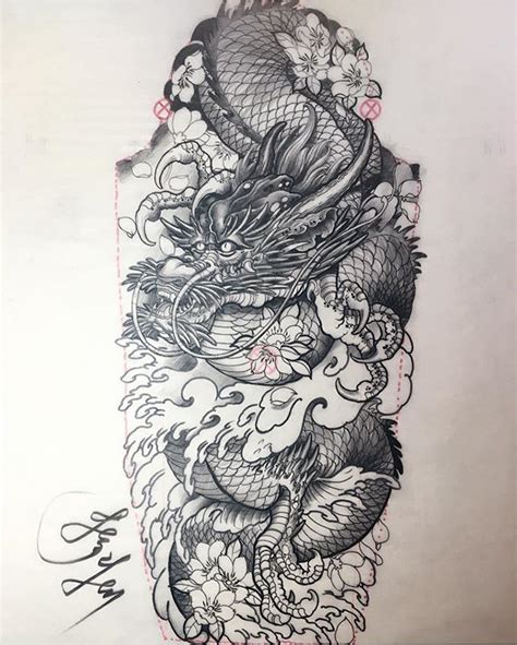 Dragon Tattoo Sleeve Outline