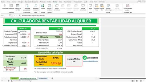 Plantilla Rentabilidad Del Alquiler En Excel Plantilla Premium 💎 Youtube