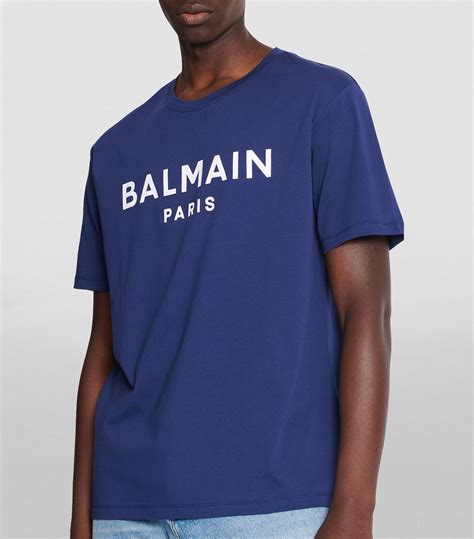 Mens Balmain blue Logo T-Shirt | Harrods UK